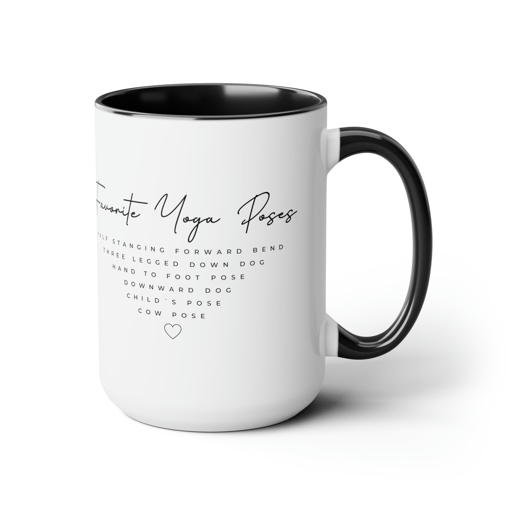 Yoga Poses Two-Tone Coffee Mug, 15oz Printify Pikolelie (pee-koh-lay-lee) Activewear Mug
