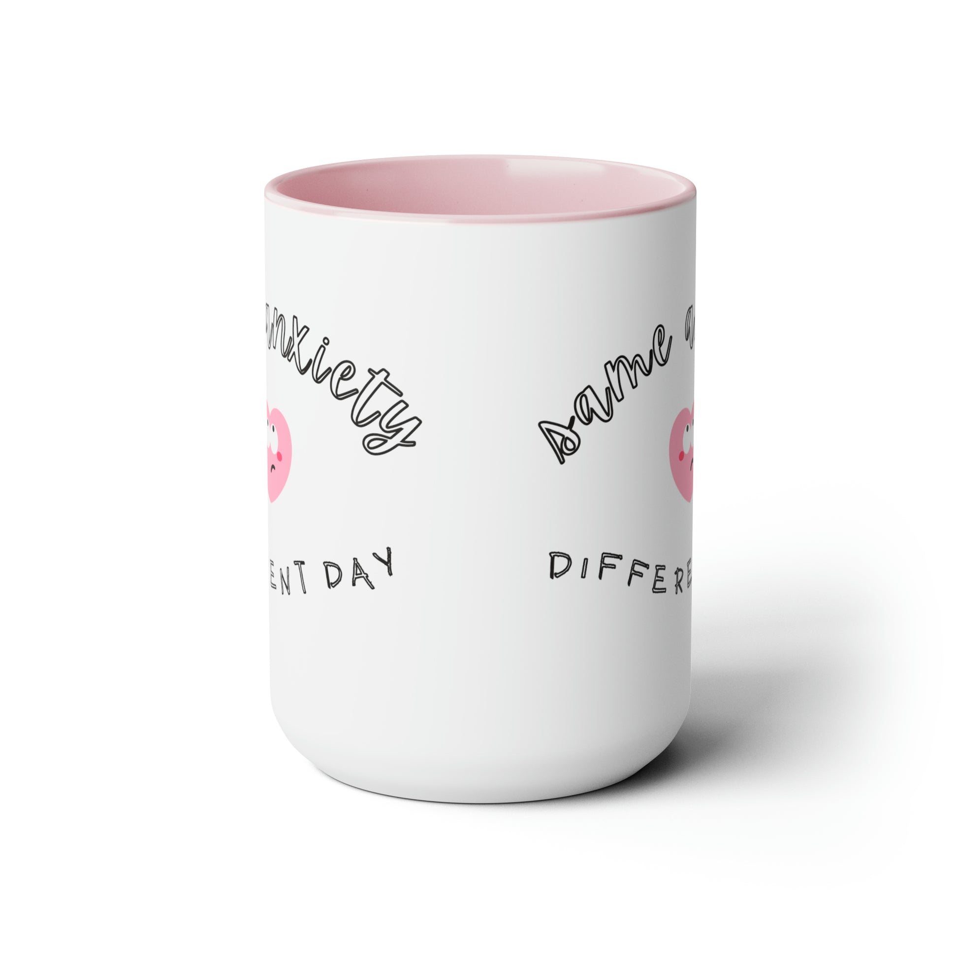 Same Anxiety Two-Tone Coffee Mug, 15oz Printify Pikolelie (pee-koh-lay-lee) Activewear Mug
