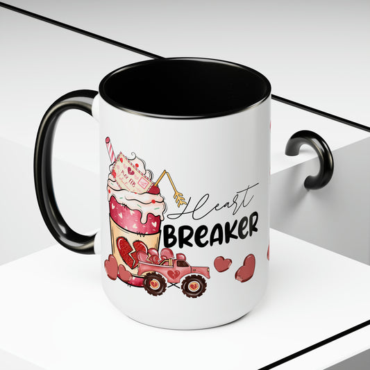 Heart Breaker Two-Tone Coffee Mug, 15oz Printify Pikolelie (pee-koh-lay-lee) Activewear Mug