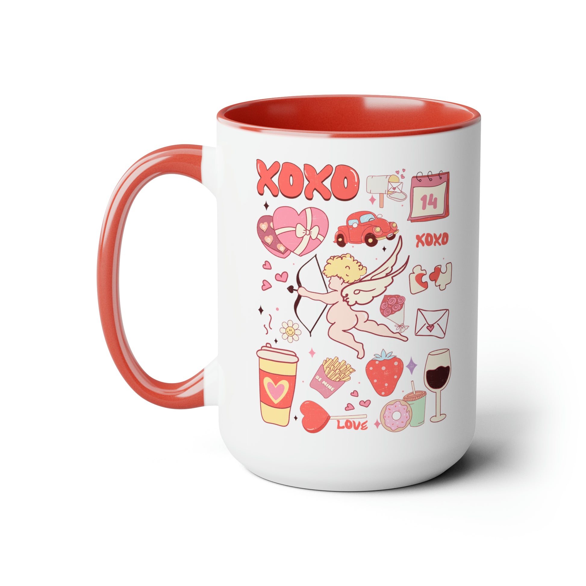 Valentine’s Antojitos Two-Tone Coffee Mug, 15oz Printify Pikolelie (pee-koh-lay-lee) Activewear Mug