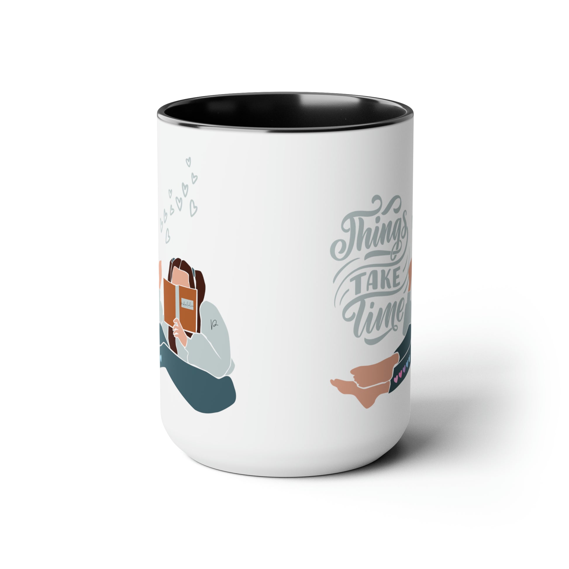 Things Take Time Two-Tone Coffee Mug, 15oz Printify Pikolelie (pee-koh-lay-lee) Activewear Mug
