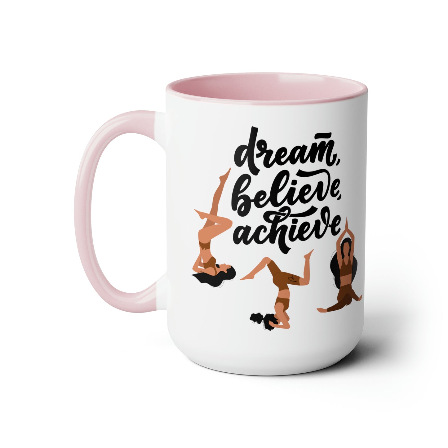 Believe Two-Tone Coffee Mug, 15oz Printify Pikolelie (pee-koh-lay-lee) Activewear Mug