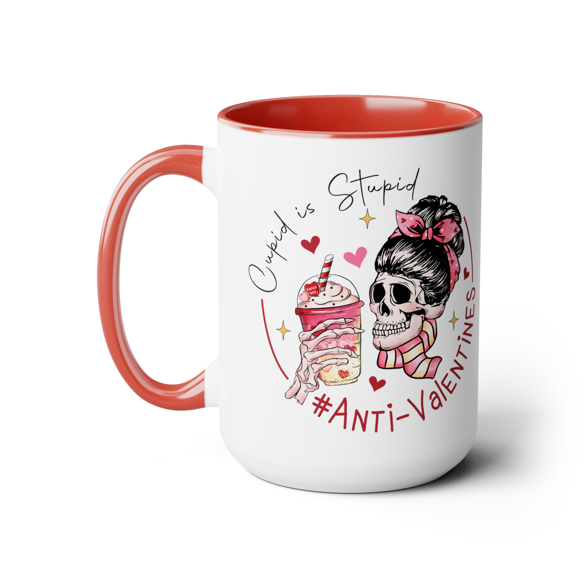 Cupid is Stupid Two-Tone Coffee Mug, 15oz Printify Pikolelie (pee-koh-lay-lee) Activewear Mug