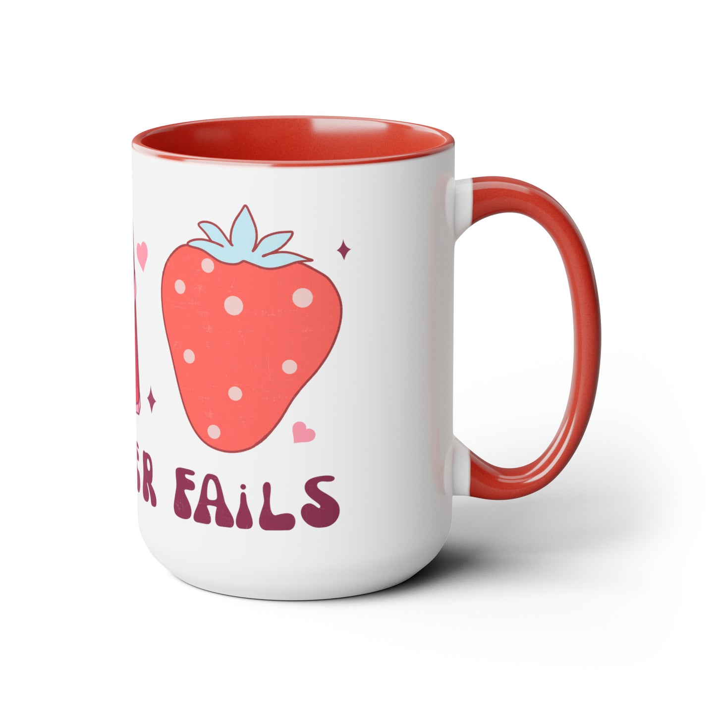 Love Never Fails Two-Tone Coffee Mug, 15oz Printify Pikolelie (pee-koh-lay-lee) Activewear Mug
