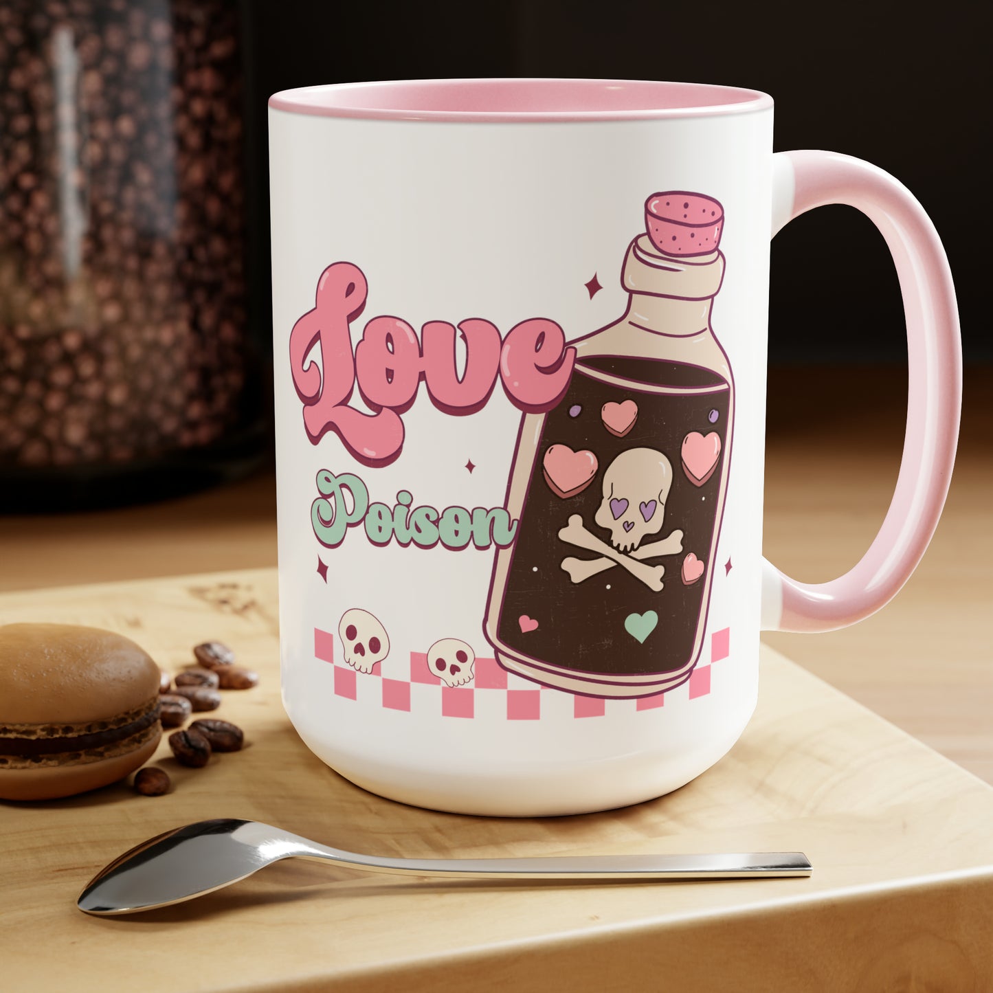 Love Poison Two-Tone Coffee Mug, 15oz Printify Pikolelie (pee-koh-lay-lee) Activewear Mug