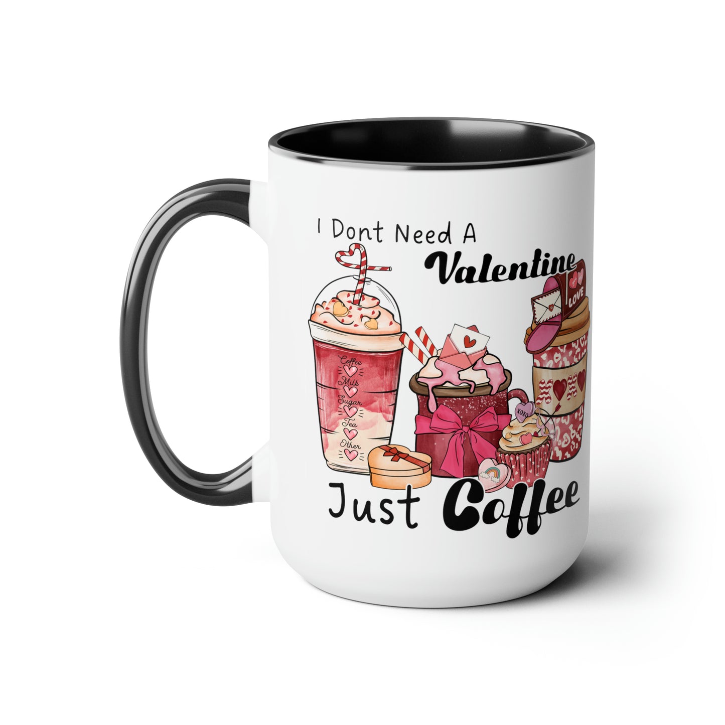 Just Need Coffee Two-Tone Coffee Mug, 15oz Printify Pikolelie (pee-koh-lay-lee) Activewear Mug