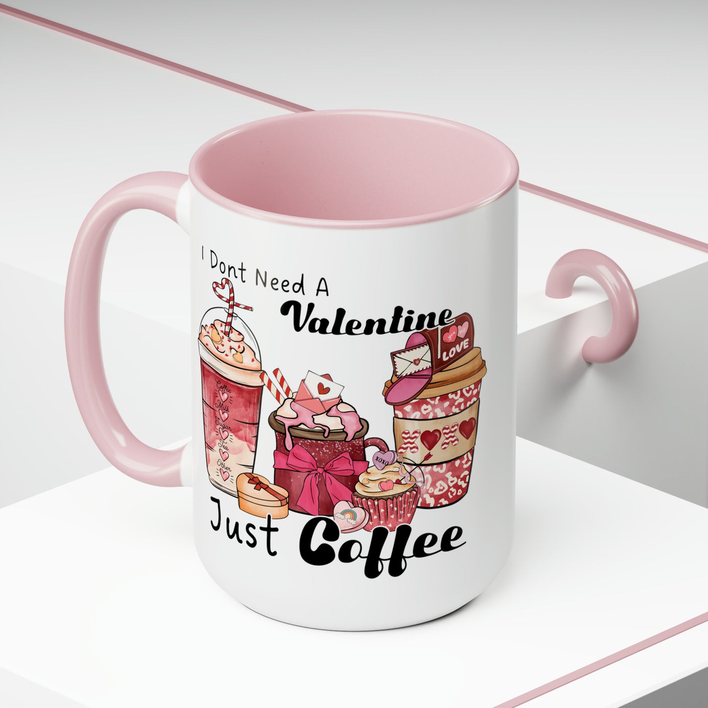 Just Need Coffee Two-Tone Coffee Mug, 15oz Printify Pikolelie (pee-koh-lay-lee) Activewear Mug