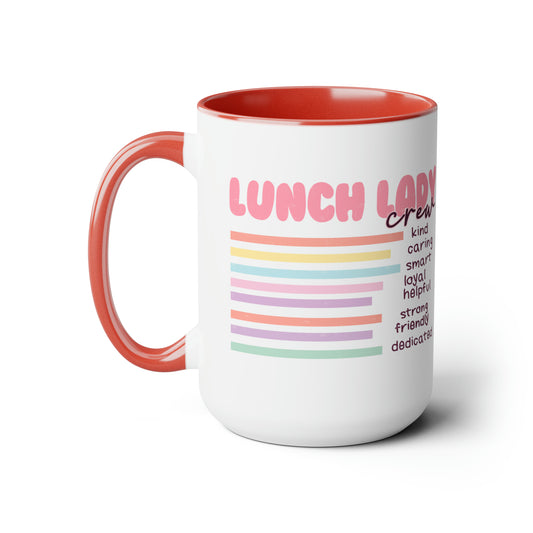 Lunch Lady Two-Tone Coffee Mug, 15oz Printify Pikolelie (pee-koh-lay-lee) Activewear Mug