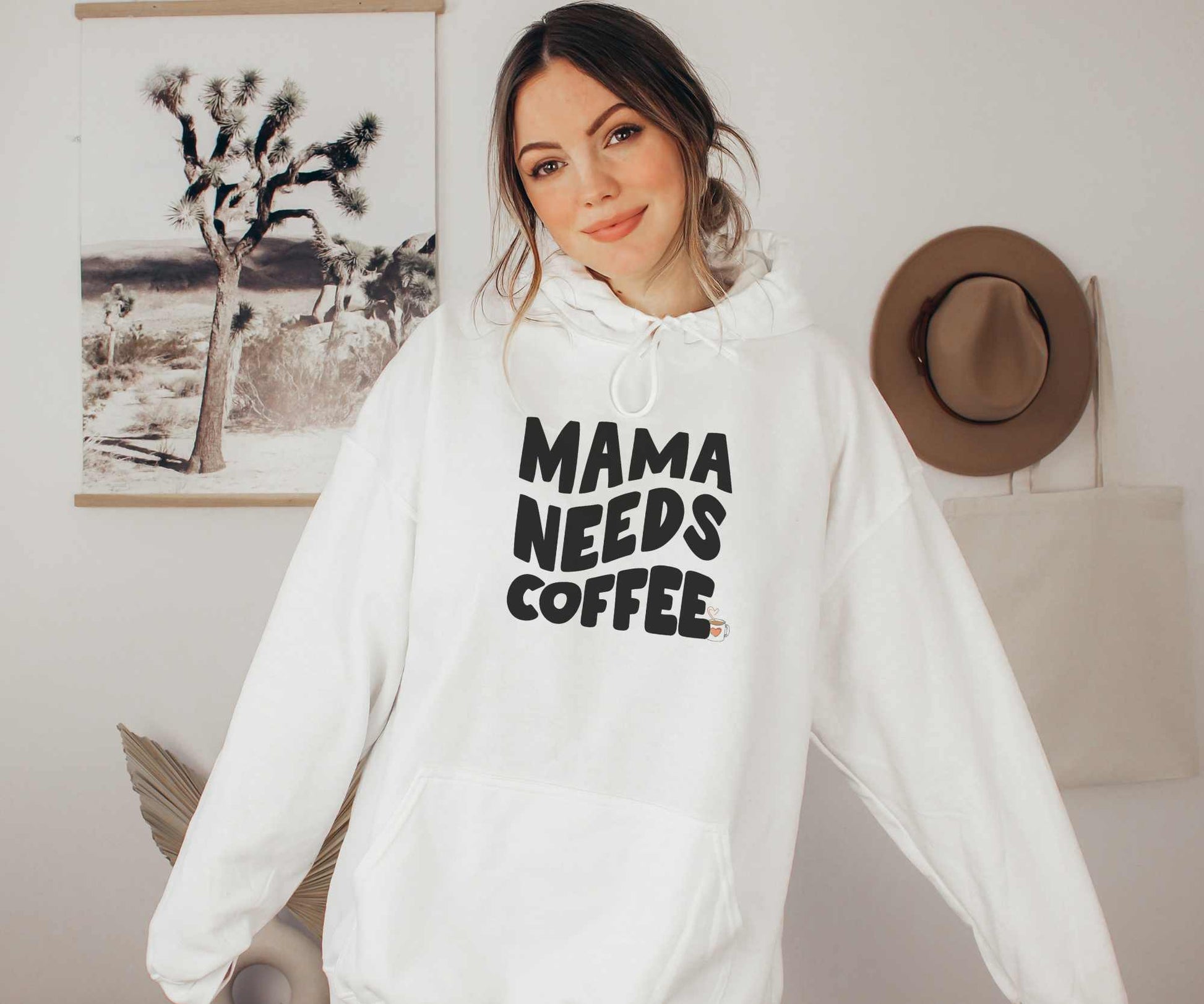 Mama Needs Coffee Hoodie Printify Pikolelie (pee-koh-lay-lee) Activewear Women's Hoodie