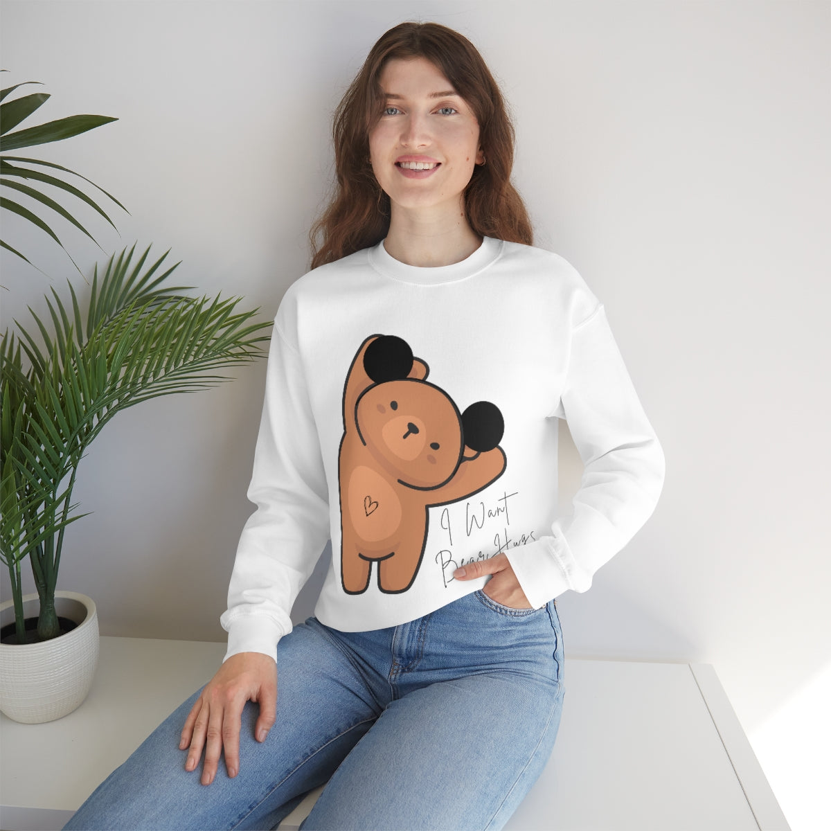 Women's Cute Bear Crewneck Sweatshirt Printify Pikolelie (pee-koh-lay-lee) Activewear Sweatshirt